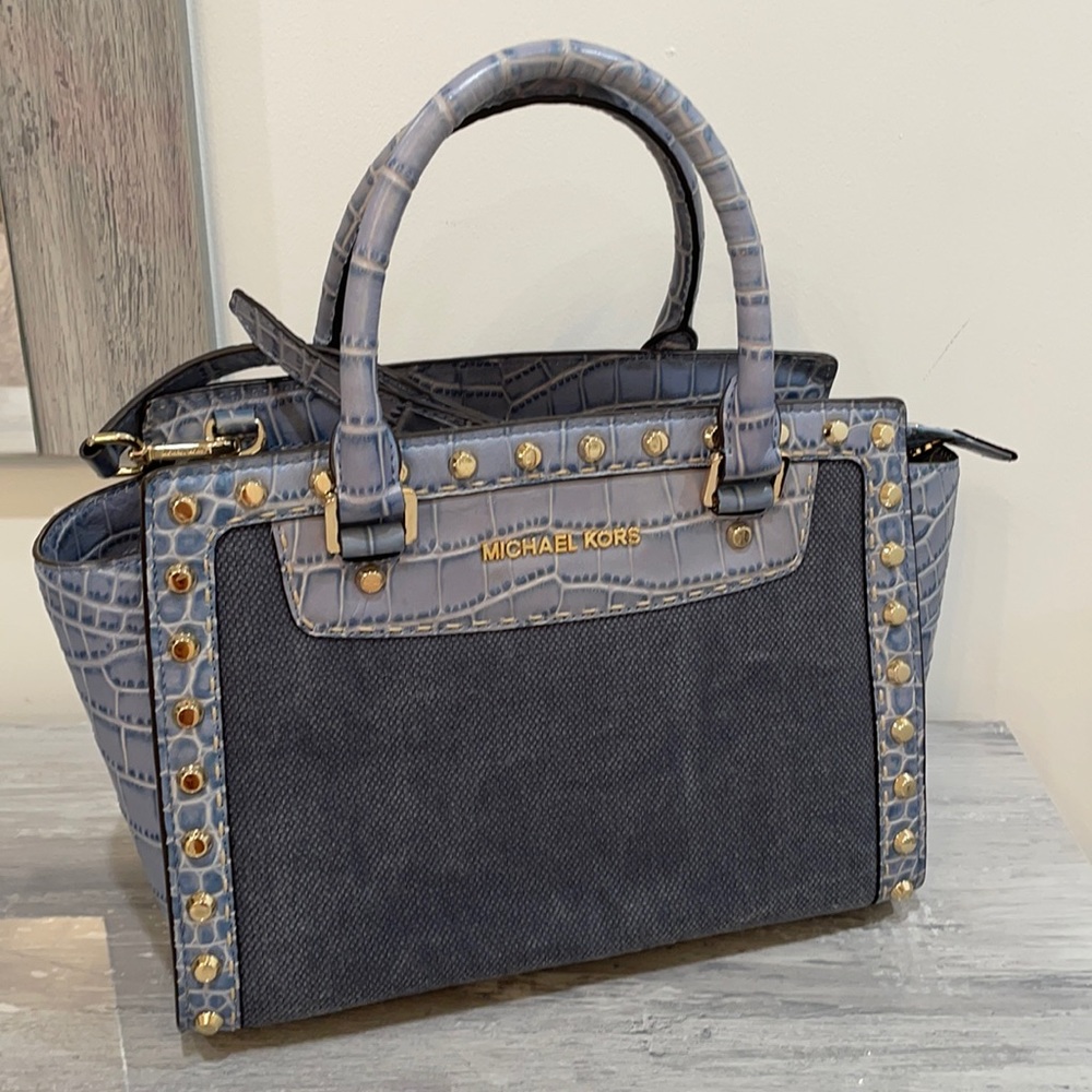 Like NEW! Blue Jean Studded MK Bag